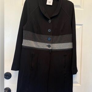 CAbi Black Trench Coat with Gray Stripe